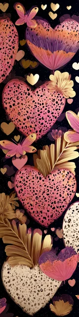 Free butterfly bookmarks of a butterfly with hearts and flowers